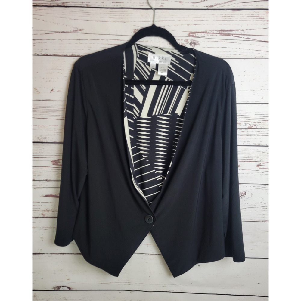 Nikki Poulos Black Reversible Long Sleeve Casual Blazer Jacket Women's Size‎ 1X